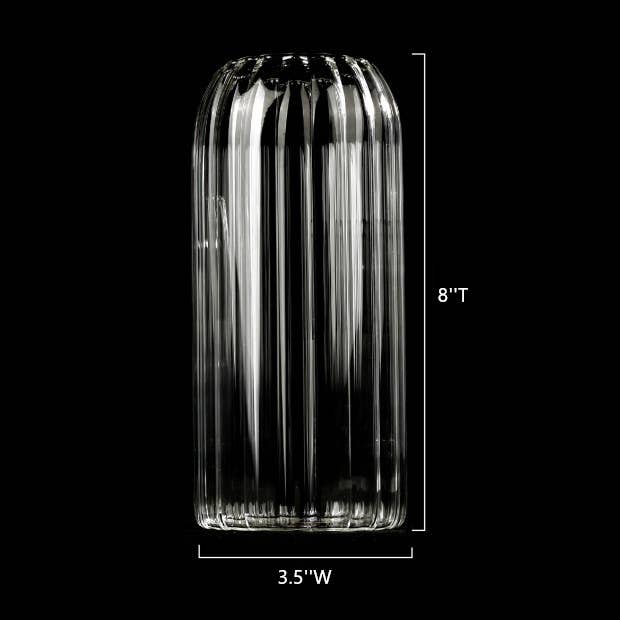 Stripes Clear Bud Vases, Borosilicate Light Weight Glass - HER Home Design Boutique